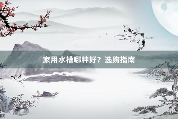 家用水槽哪种好？选购指南